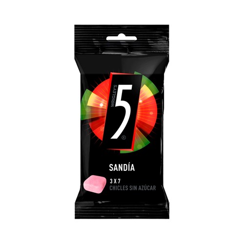 FIVE Chicles en láminas sabor a sandía FIVE TURBULENCE 2 packs de 12 uds x 62 g.