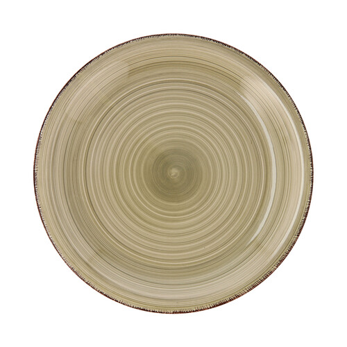 Alcampo Plato llano de gres color marrón natural con diseño en espiral 27 cm. de diámetro Vita QUID