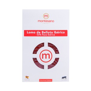 MONTE ROBLE Lomo de bellota ibérico (50% raza ibérica), cortado en lonchas MONTESANO 100 g.