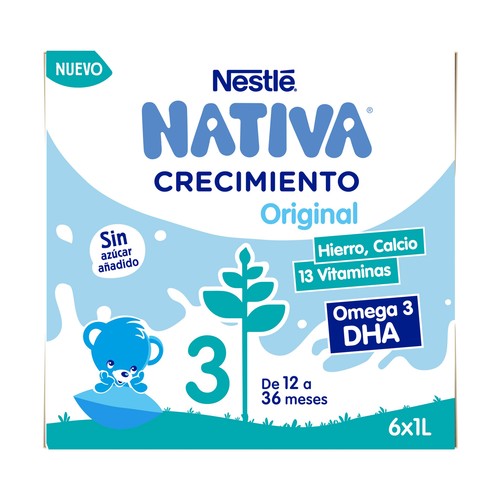 NATIVA Original de Nestlé Leche (3) de crecimiento, de 12 a 36 meses 6 x 1 l.