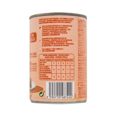 PRODUCTO ALCAMPO Comida para gatos a base de salmón y atún 400 g.