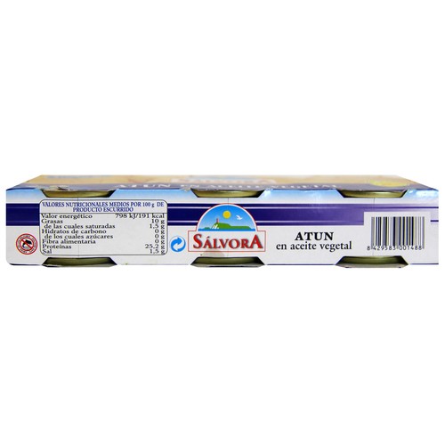 SÁLVORA Atún en aceite vegetal 52 g. pack 3 uds.