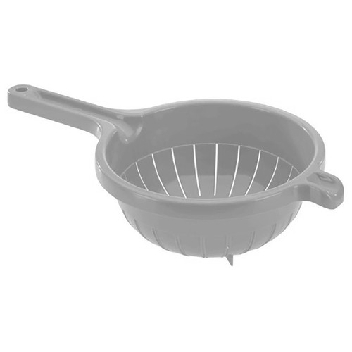 Escurridor de cocina fabricado en plástico con mango, color gris, ACTUEL.