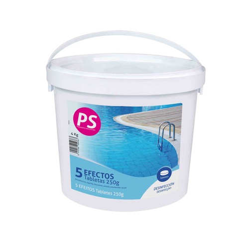 Cloro 5 funciones en tabletas, 250g, envase de 4Kg.