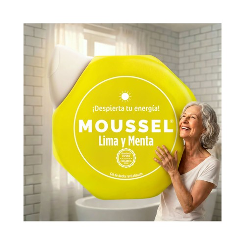 MOUSSEL Gel revitalizante para baño o ducha con aroma a lima y menta 650 ml.