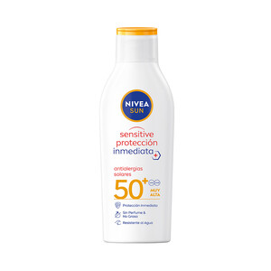 Imagen de NIVEA Sun sensitive protección Leche solar resistente al agua, sin perfume y con FPS 50+ (muy alta) 200 ml.