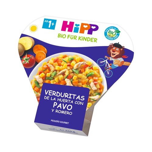 HIPP Bio Verduritas de la huerta con pavo y romero, a partir de 1 año 250 g.