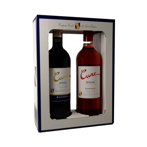 Estuche de botellas de vino con denominación de origen calificada Rioja CUNE 2 x 75 cl.