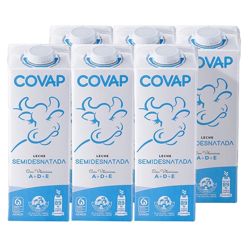 COVAP Leche semidesnatada de vaca de origen español 6 x 1l.