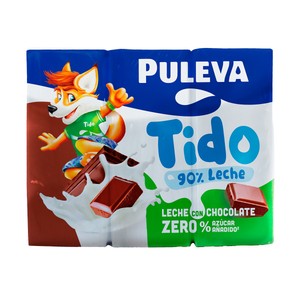 PULEVA Batido de chocolate sin colorantes ni conservantes ni azúcares añadidos PULEVA Zero 6 x 200 ml.