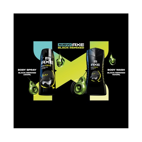 AXE Black remixed by BZRP Neceser con cierre de cremallera con productos para la higiene masculina.