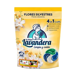 LA ANTIGUA LAVANDERA Detergente en cápsulas 4 en 1 con aroma a flores silvestres 46 uds.