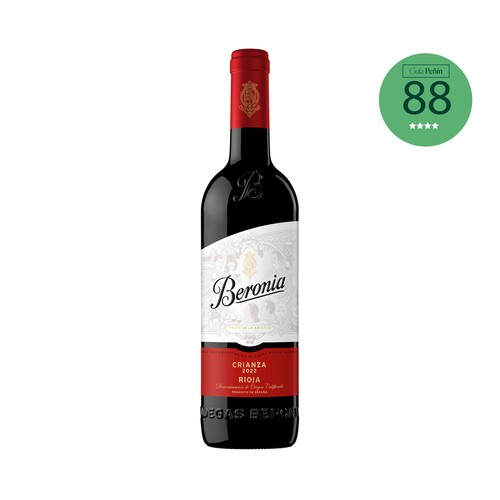 Vino tinto crianza con denominación de origen calificada Rioja BERONIA botella de 75 cl.