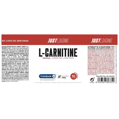 JUST LOADING L-Carnitina JUSTLOADING 60 cápsulas 1500 mg.