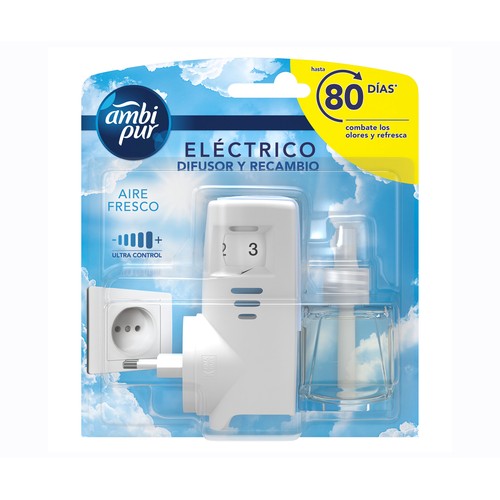 AMBIPUR Ambientador eléctrico más recambio con aroma a aire fresco 1 ud.