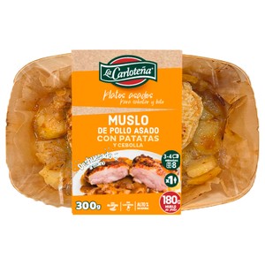 Muslo de pollo deshuesado con patatas y cebolla - 300g.