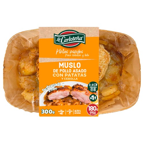 LA CARLOTEÑA Muslo de pollo deshuesado con patatas y cebolla - 300g.