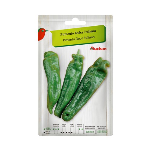 Sobre de semillas para sembrar pimientos de la variedad italiana PRODUCTO ALCAMPO.