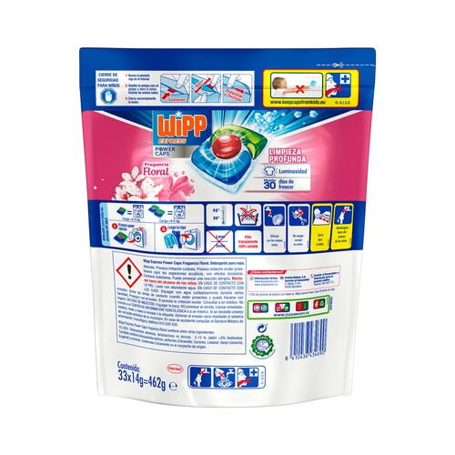 WIPP EXPRESS Detergente en cápsulas con olor floral para lavadora WIPP Power 33 lavados