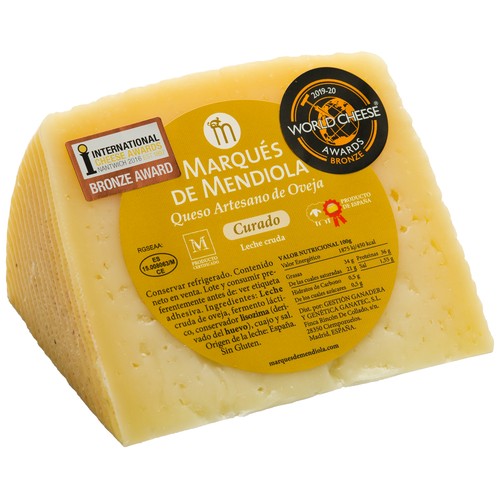 MARQUÉS DE MENDIOLA Queso curado de oveja Artesano Puro, cuña.