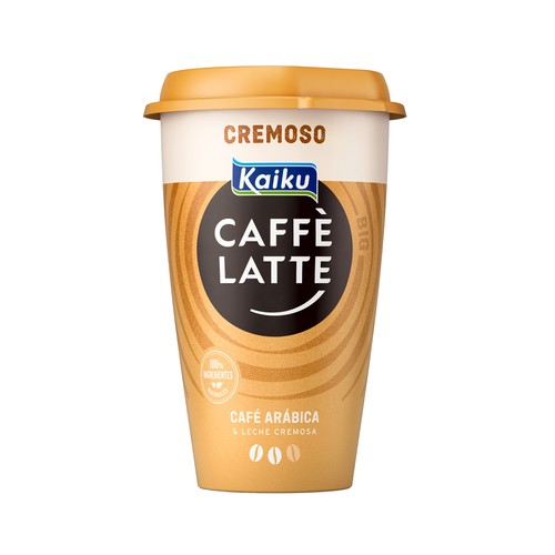 KAIKU Bebida de café arábica de Guatemala y Honduras,con un toque de leche muy cremoso Caffe latte 370 ml.