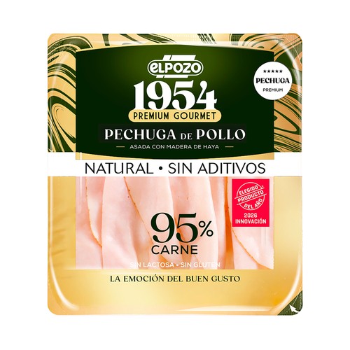 Pechuga de pollo asada con madera de Haya, cortada en lonchas LEGADO de El Pozo 120 g.