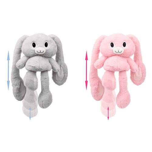 Peluche de conejo de orejas y patas extensibles, 90 cm,  ONE TWO FUN.
