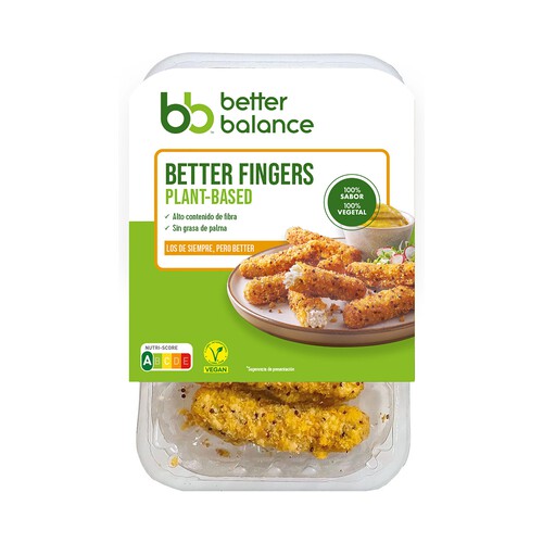 BETTER BALANCE Fingers empanados y precocinados a base de proteínas vegetales 160 g.