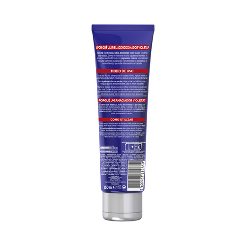 ELVIVE Mascarilla violeta matizadora, con efecto anti-anaranjado para cabellos con mechas, grises o rubios ELVIVE Color vive 150 ml.