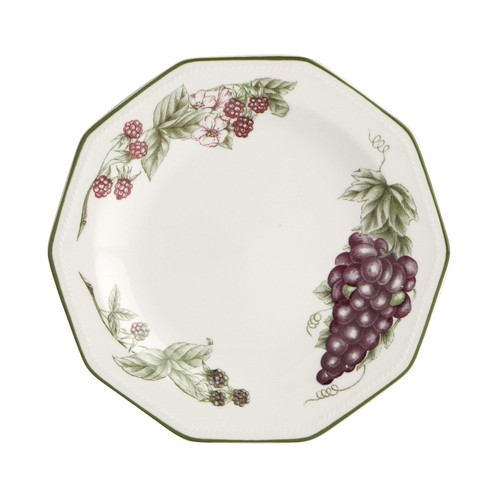 Plato de postre octogonal de loza inglesa, 20cm. Victorian Orchad CHURCHILL.