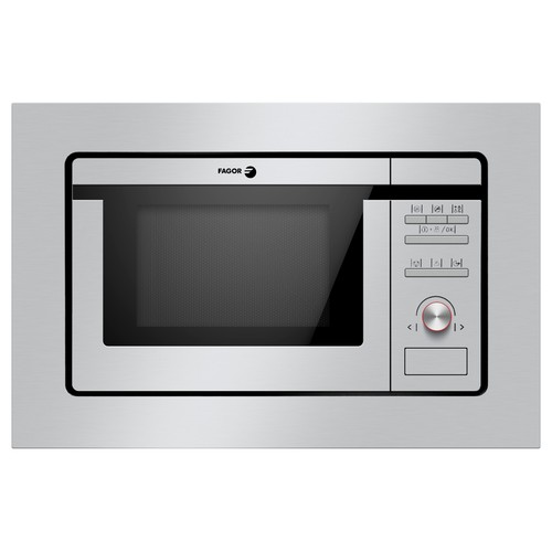 Microondas con grill FAGOR 3MWB-201CEGX Inox, color gris, integrable, capacidad 20L, potencia 800W, grill: 1000W.