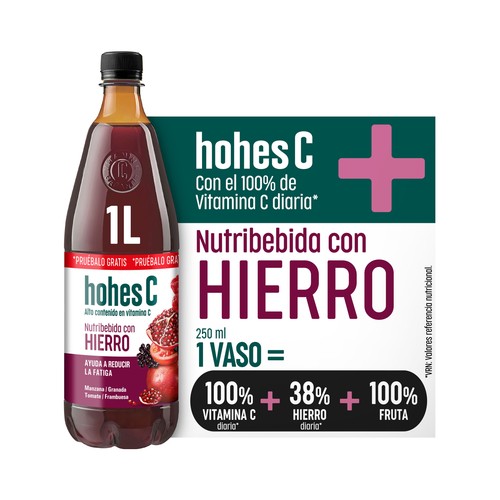 HOHES C Zumo multifrutas nutricional con extra de hierro y vitamina C 1 L.