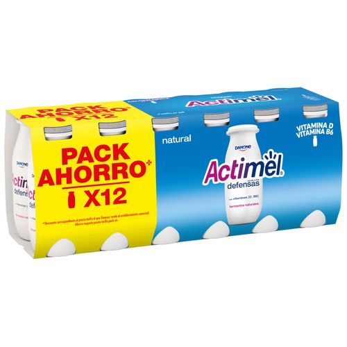 ACTIMEL Leche fermentada con Lcasei y sabor natural de Danone 12 x 100 g.