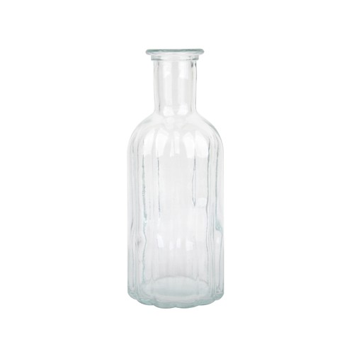 Jarrón de botella de cristal, 7,5 x 19 cm, ALCAMPO.