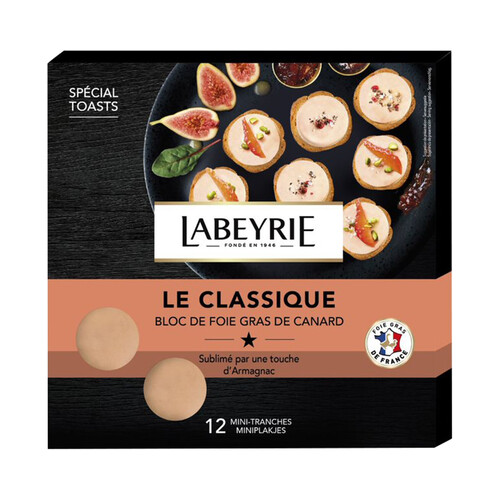 Mini bloques (12) de foie gras de pato con un toque de Armagnac LABEYRIE 90 g.