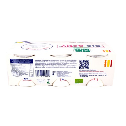 PUR NATUR Yogur natural ecológico Activ PURNATUR 6 uds, x 125 g.