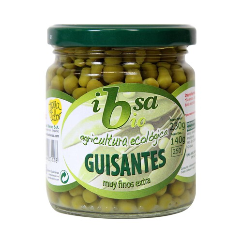 Guisantes naturales ecológico HUERTA BERCIANA 140 g.