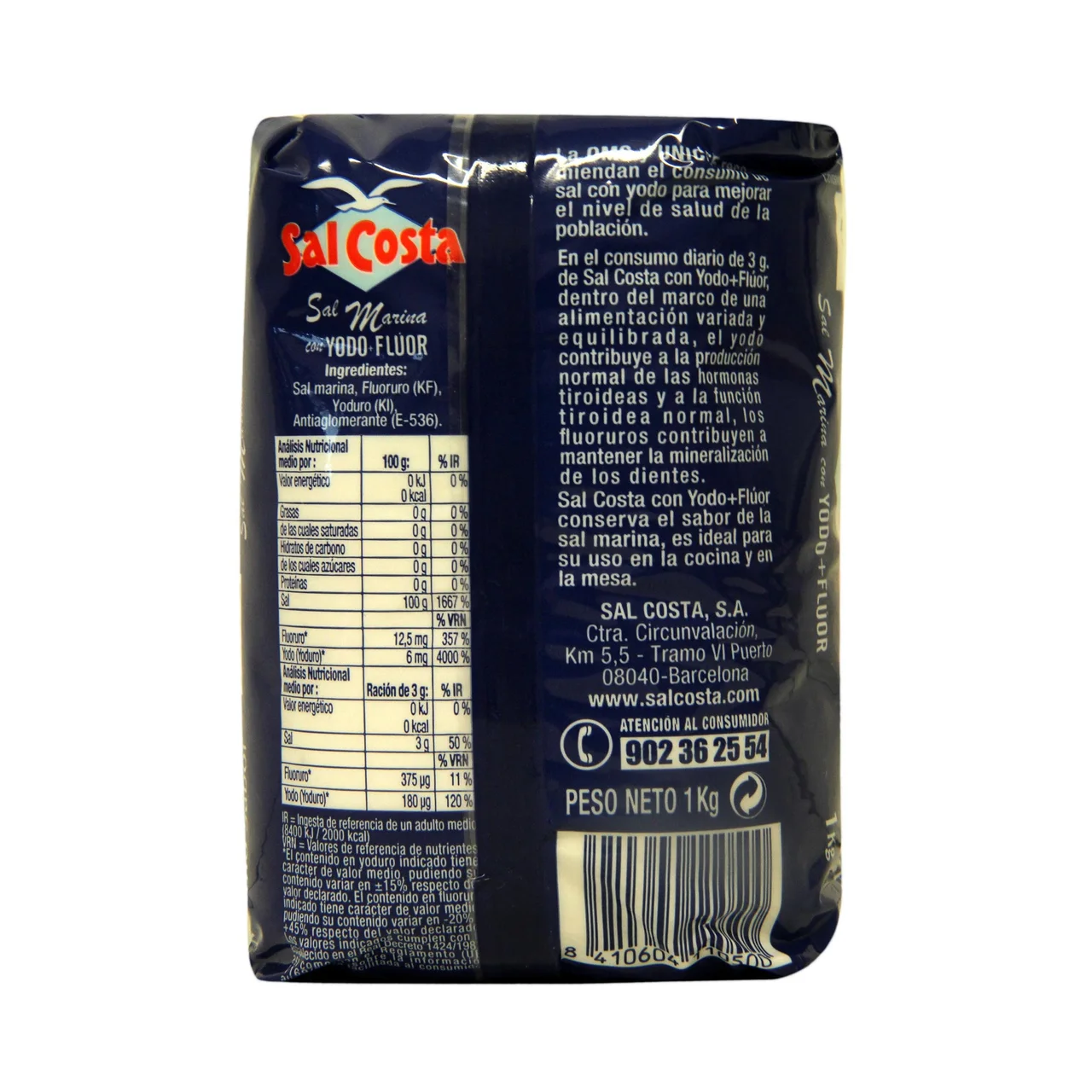 Sal yodada con flúor 1 kg.