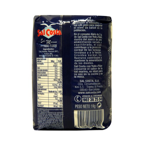 SAL COSTA Sal yodada con flúor 1 kg.