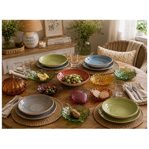 Vajilla 18 piezas stoneware, modelo Coupe Opera. H&H