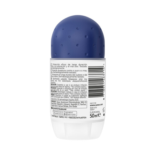 SANEX Men active control  Desodorante roll on para hombre con protección anti transpirante de hasta 48 horas 50 ml.