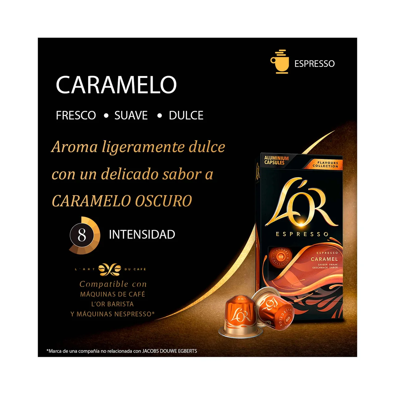 L"OR ESPRESSO Café en cápsulas sabor caramelo 10 uds. 52 g.