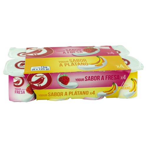 Yogur con sabores variados (4 de fresa y 4 de plátano) PRODUCTO ALCAMPO 8 x 125 g.