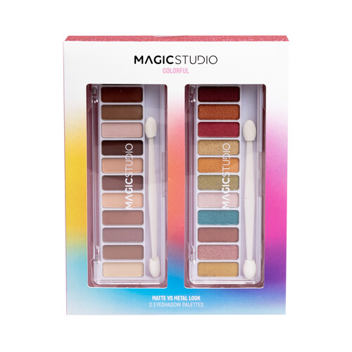 Alcampo MAGIC STUDIO Colorful Estuche con 2 paletas con 12 sombras de ojos cada una