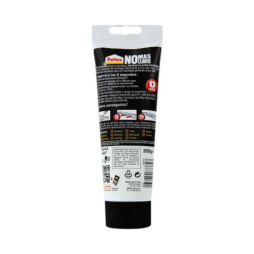Adhesivo de montaje transparente PATTEX No Más Clavos Instant, 200grs.