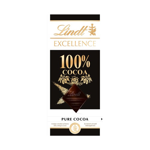 LINDT Excellence Chocolate negro 100 % cacao 50 g.