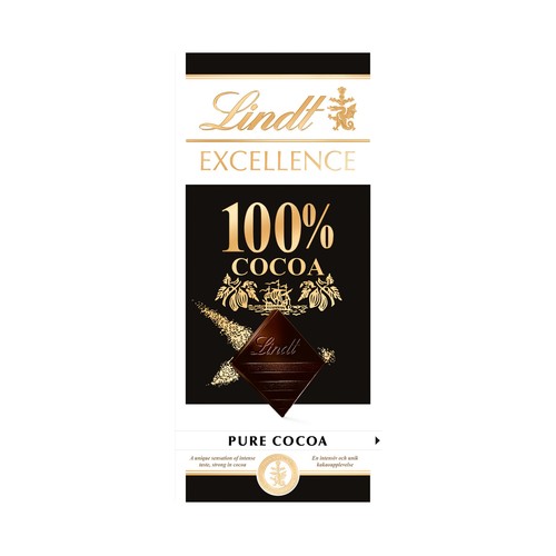 LINDT Excellence Chocolate negro 100 % cacao 50 g.