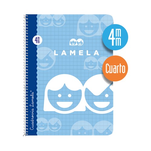 Libreta espiral tamaño cuarto,40 hojas, cuadrovía de 4mm, EDITORIAL LAMELA