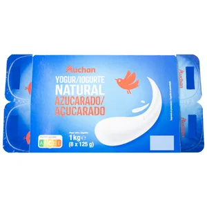 AUCHAN Yogur natural azucarado 8 x 125 g. Producto Alcampo