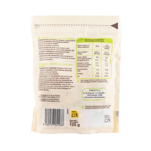 PRODUCTO ALCAMPO Bio Almendras crudas sin piel ecológicas 125 g.